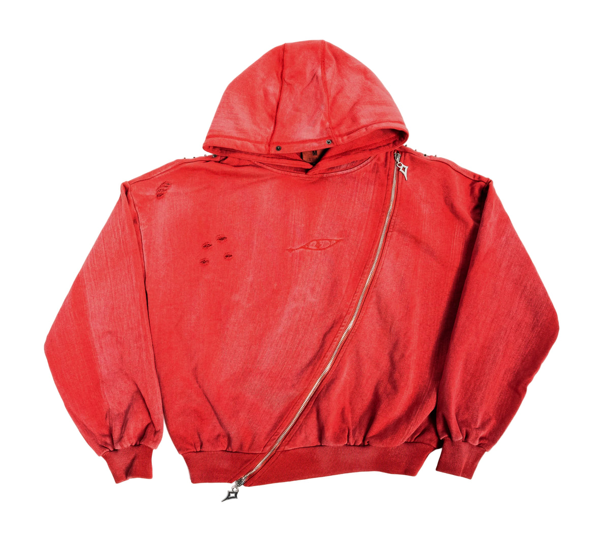 Red Eye Diagonal Zip Hoodie