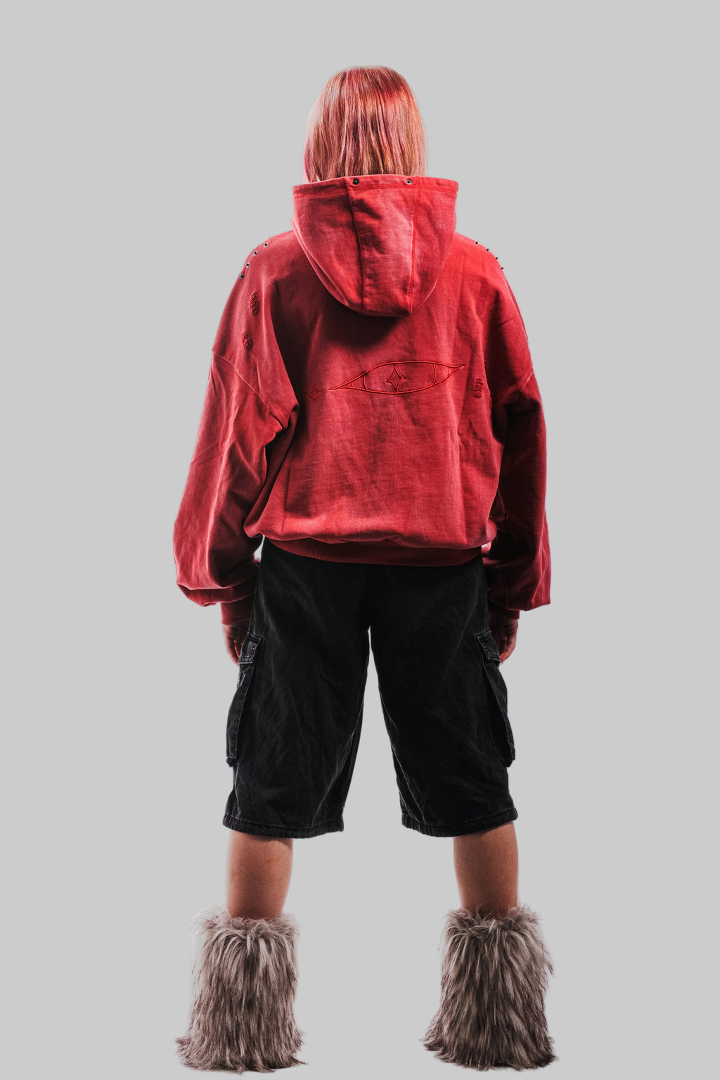 Red Eye Diagonal Zip Hoodie