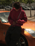 Red Eye Diagonal Zip Hoodie
