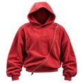 Red Eye Diagonal Zip Hoodie