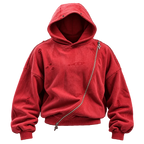 Red Eye Diagonal Zip Hoodie