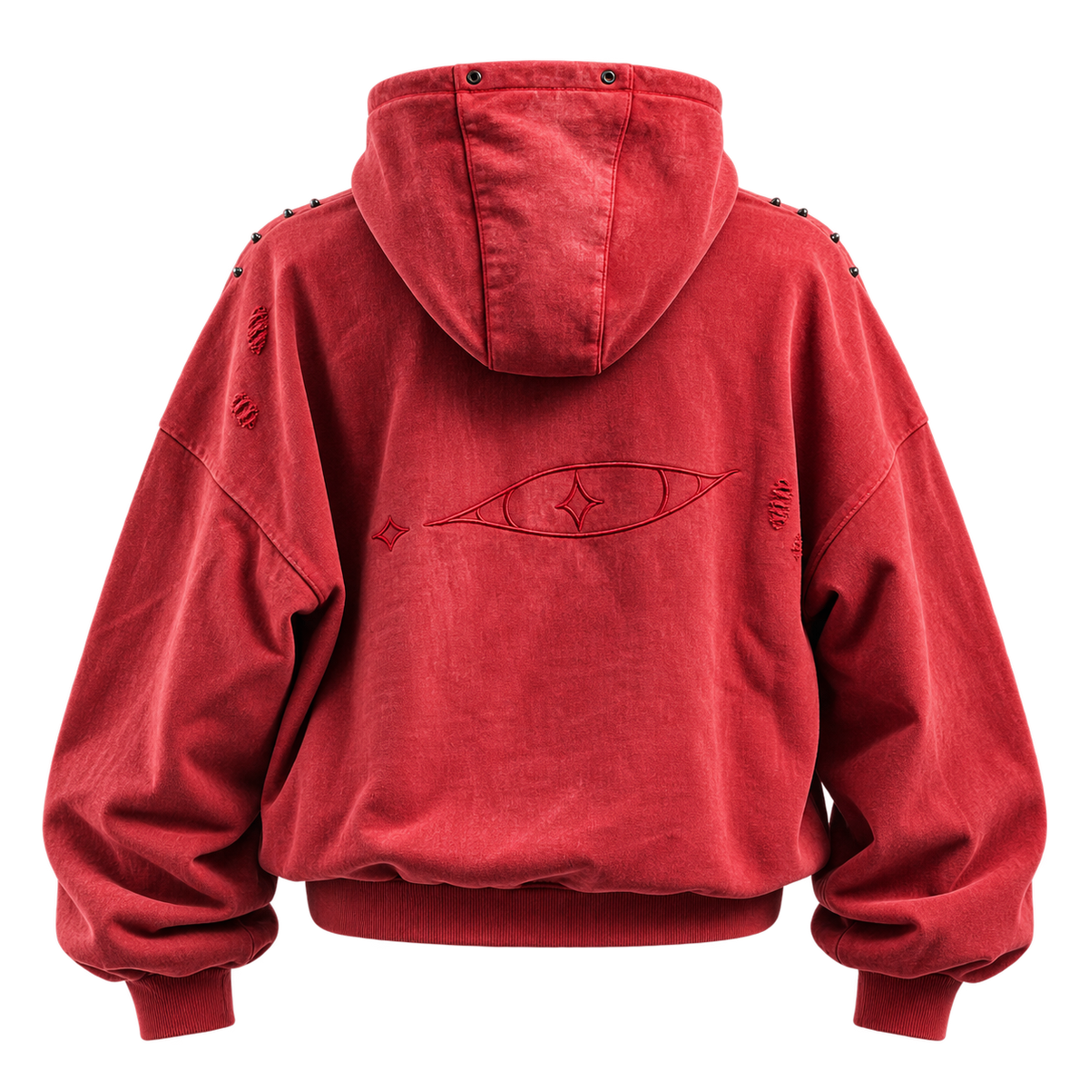 Red Eye Diagonal Zip Hoodie