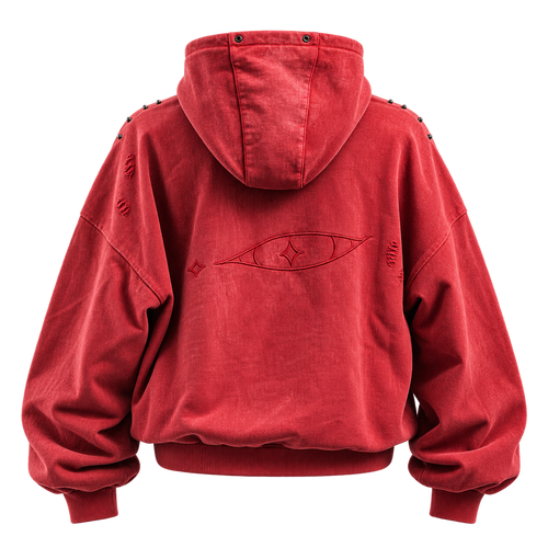Red Eye Diagonal Zip Hoodie